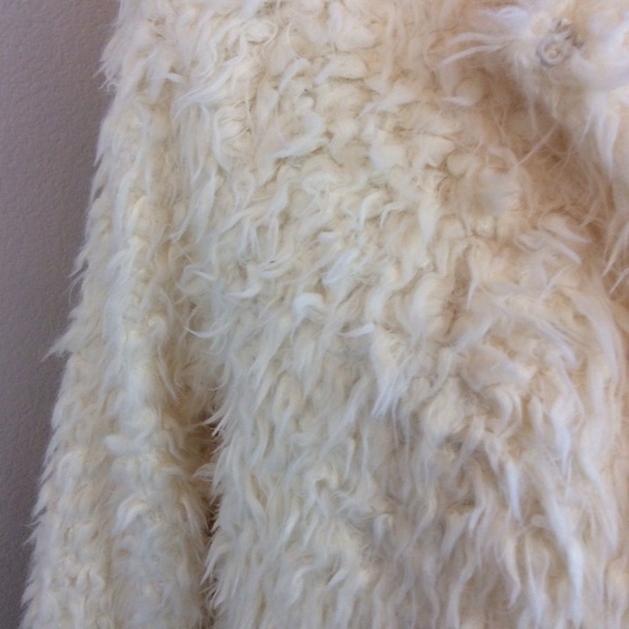 Cotton Bleu Ivory Cream Fuzzy Faux Fur Jacket Coat - Picture 7 of 8